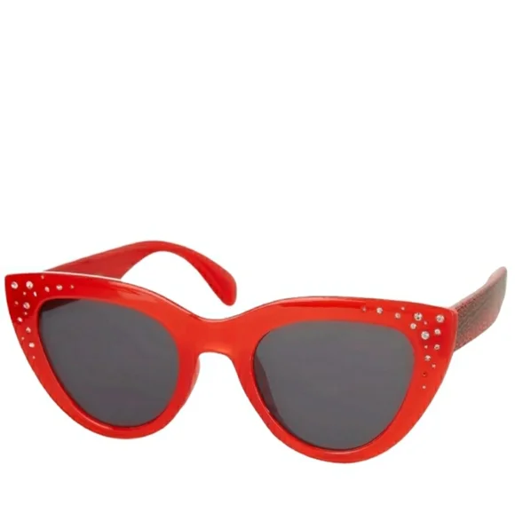 Betsy Johnson Cat Eye Red Sunglasses - Picture 3 of 5